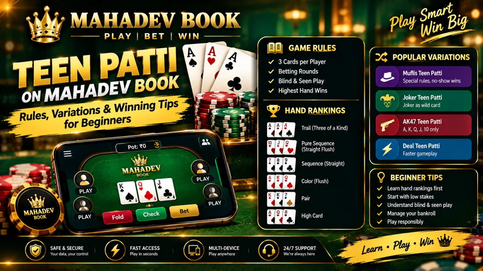 Teen Patti on Mahadev Book: Rules, Variations & Winning Tips for Beginners