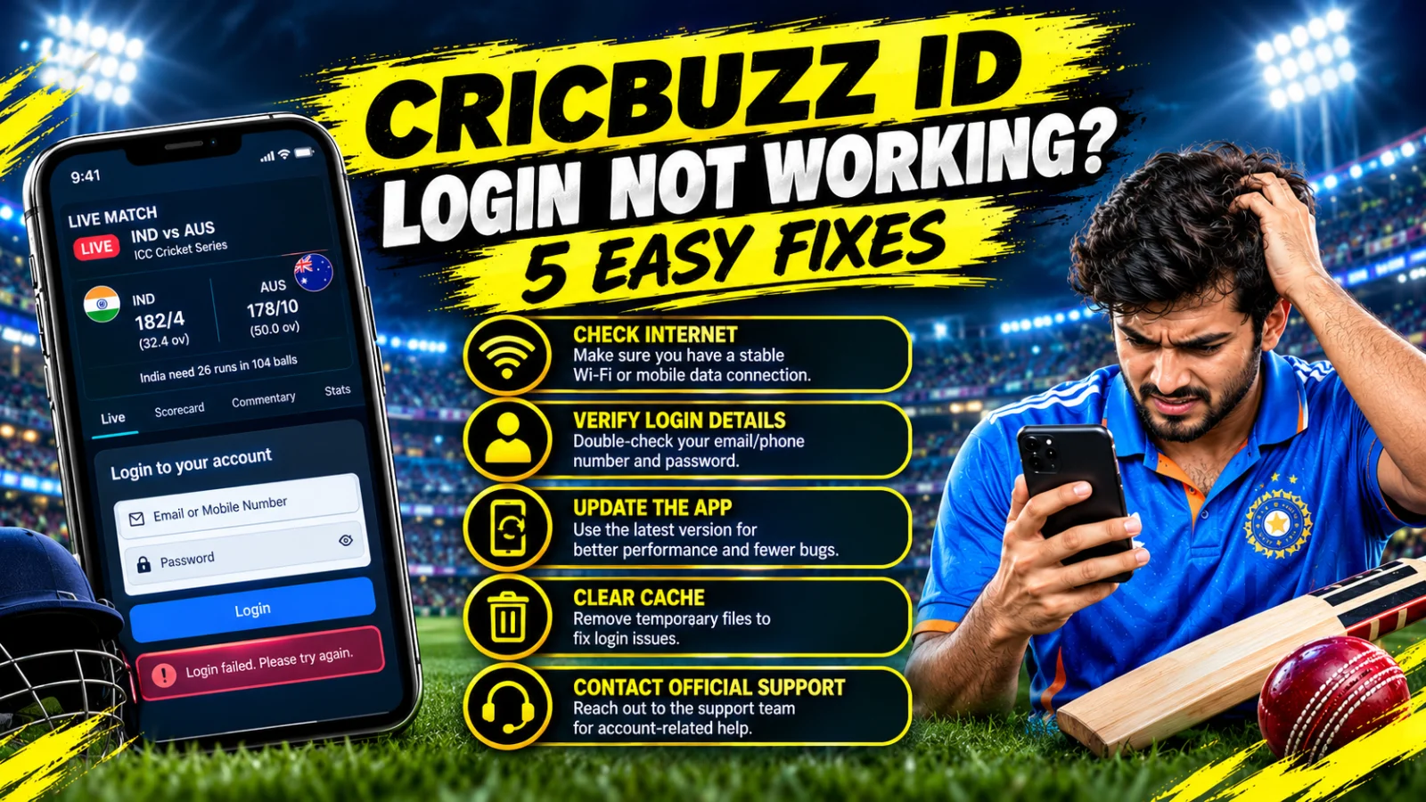 Cricbuzz ID Login Not Working? 5 Fixes