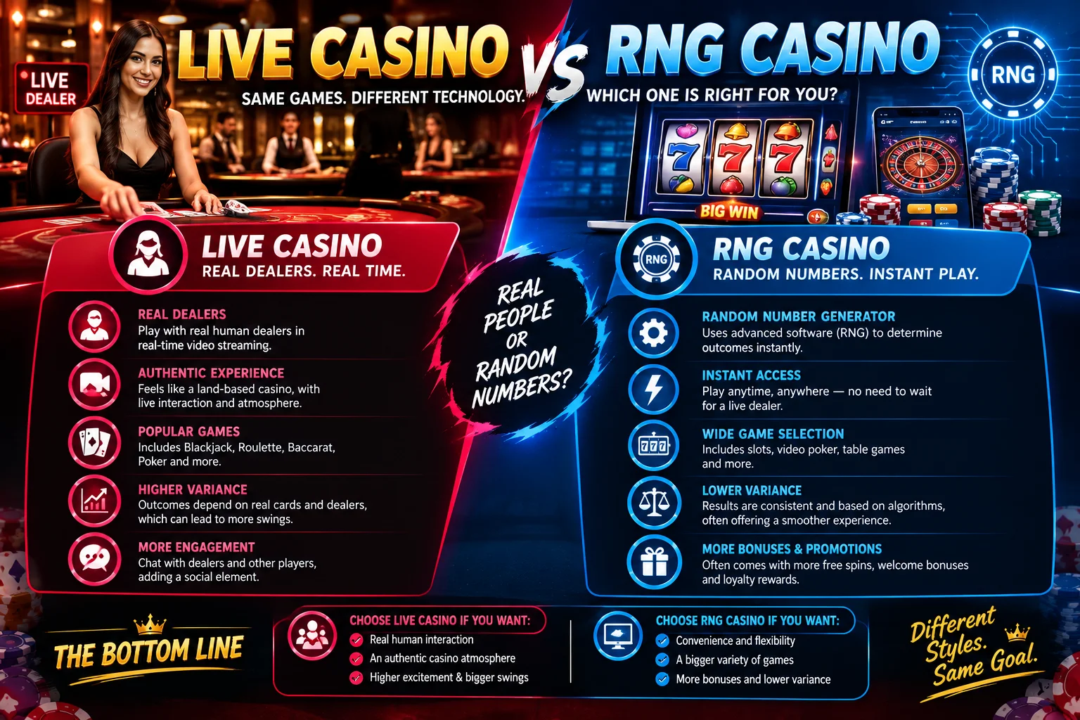 Live Casino vs RNG Casino