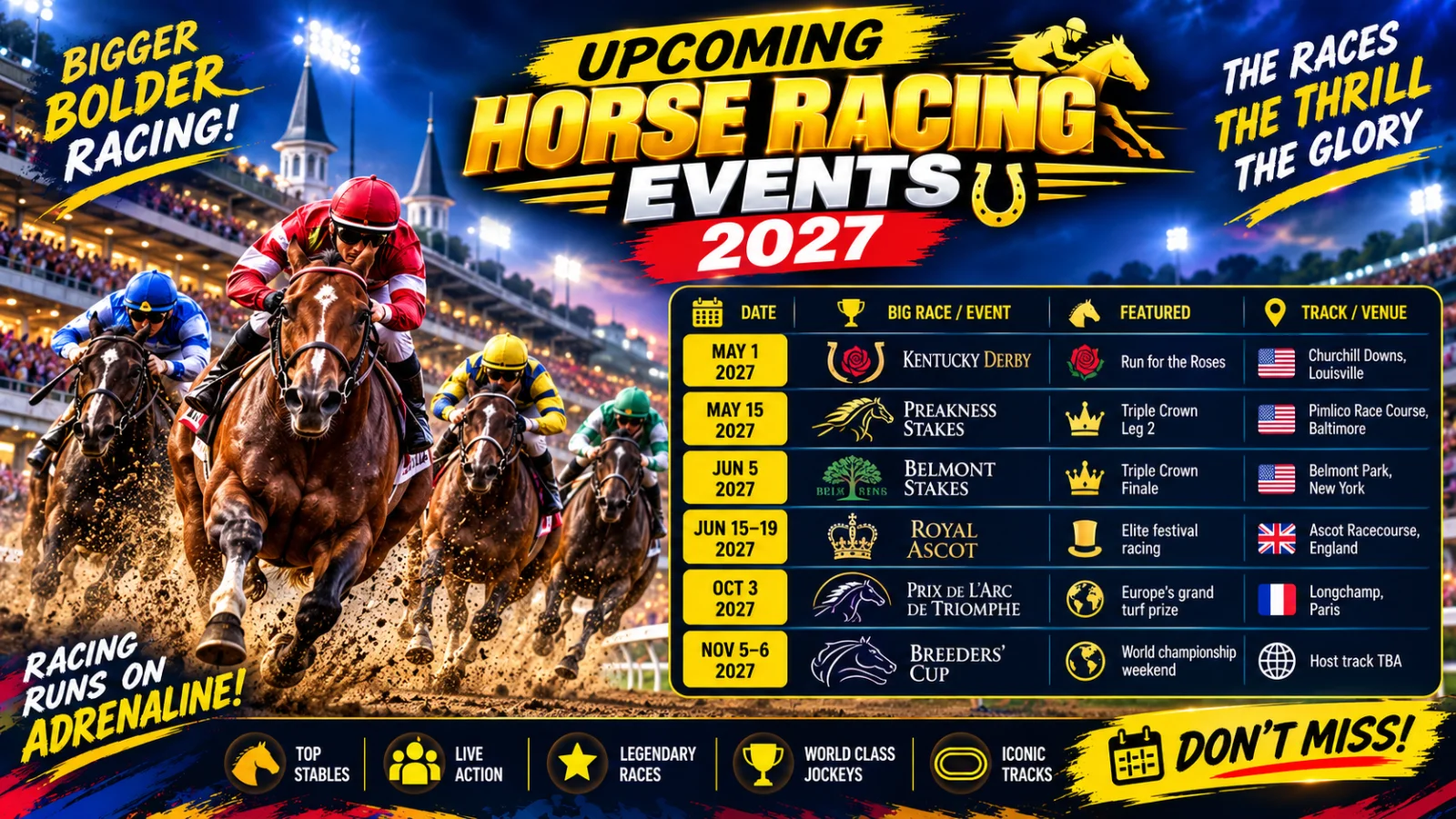 Horse Racing Calendar: Big Races, Dates & Tracks