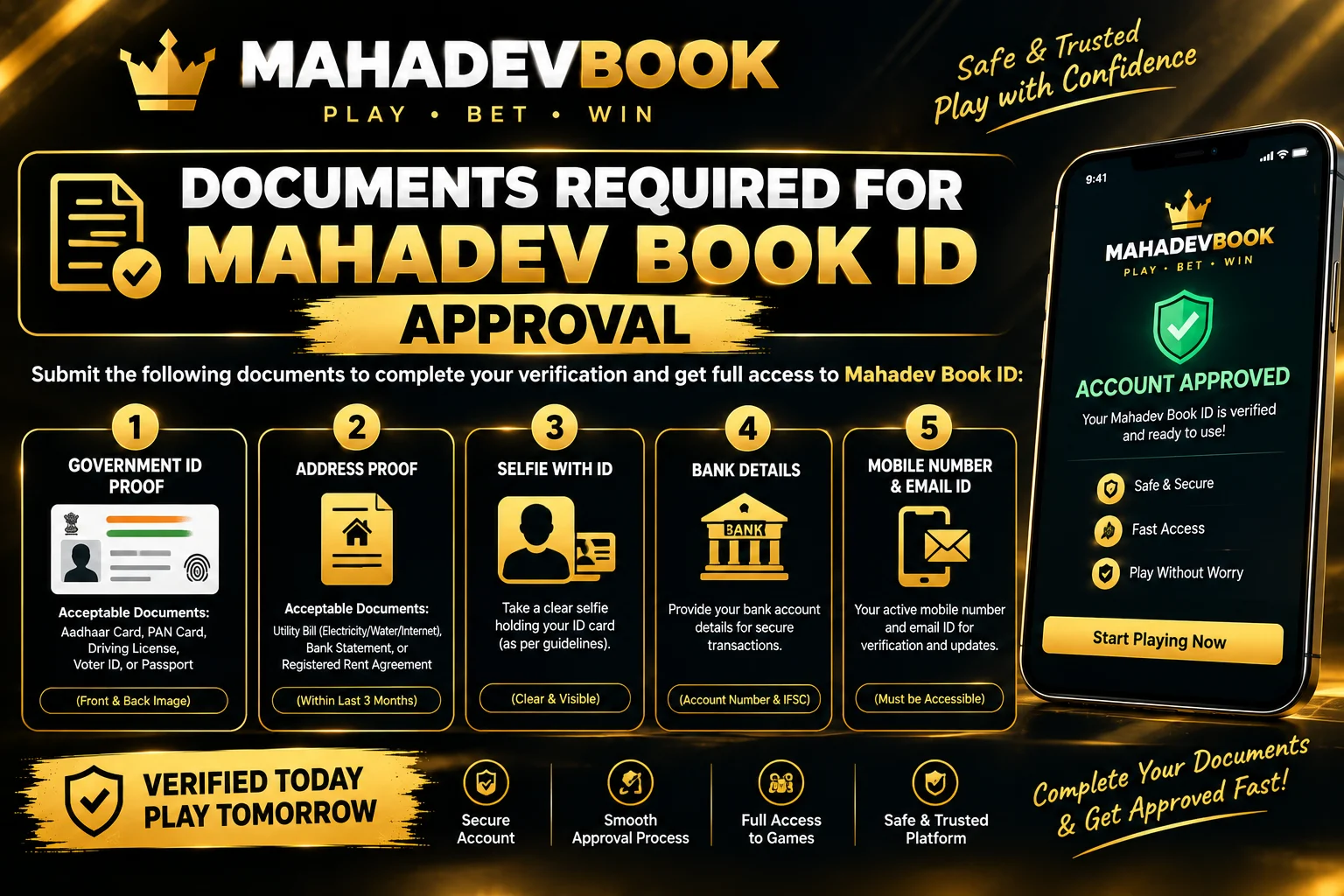 Documents Required for Mahadev Book ID Approval