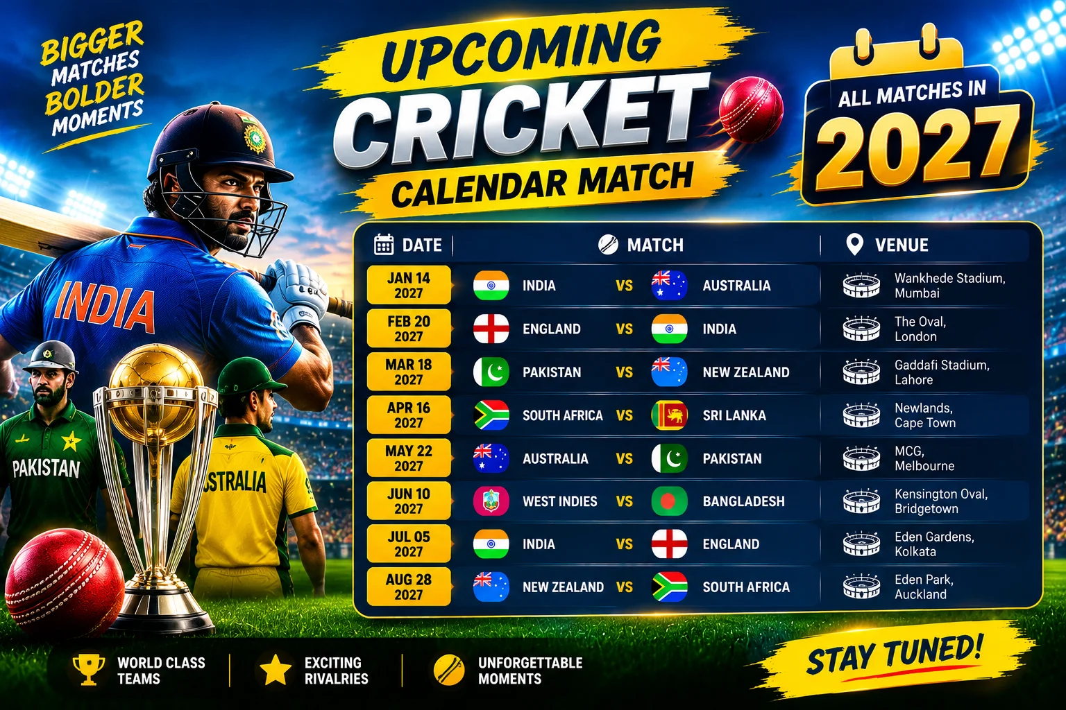 Upcoming Cricket Calendar